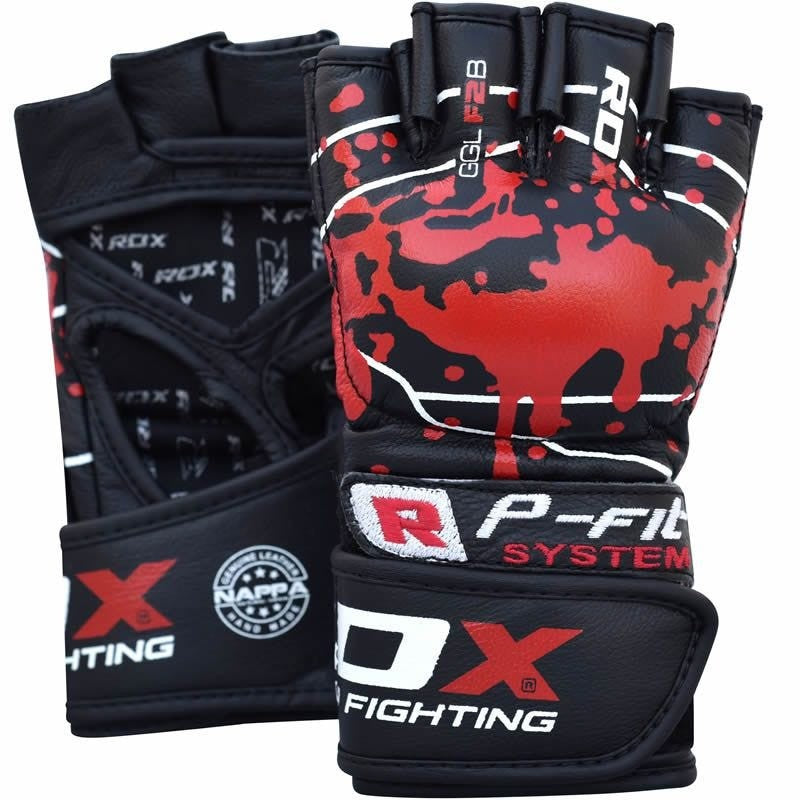 RDX Gym Grappling Blood Double Strap Handschuh Fitness